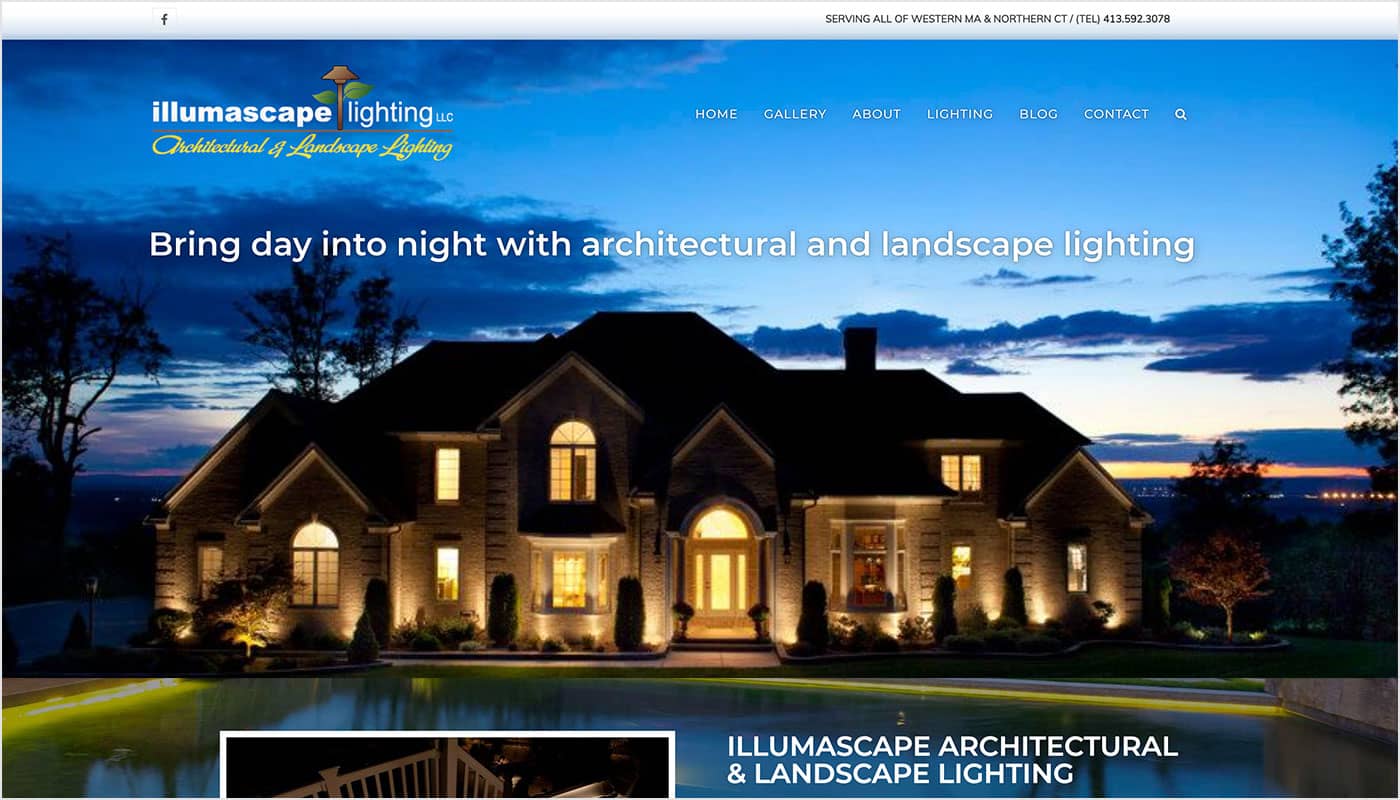 Illumascape Landscape Lighting website, web designer MA, web designer serving CT, photography services, videography services, marketing agency, full service marketing agency