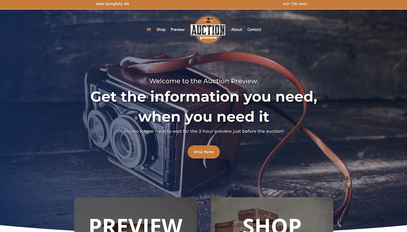 The Auction Preview website, Ecommerce Website Design Springfield MA, eCommerce website designer, web designer Western MA, marketing agency serving Northern CT