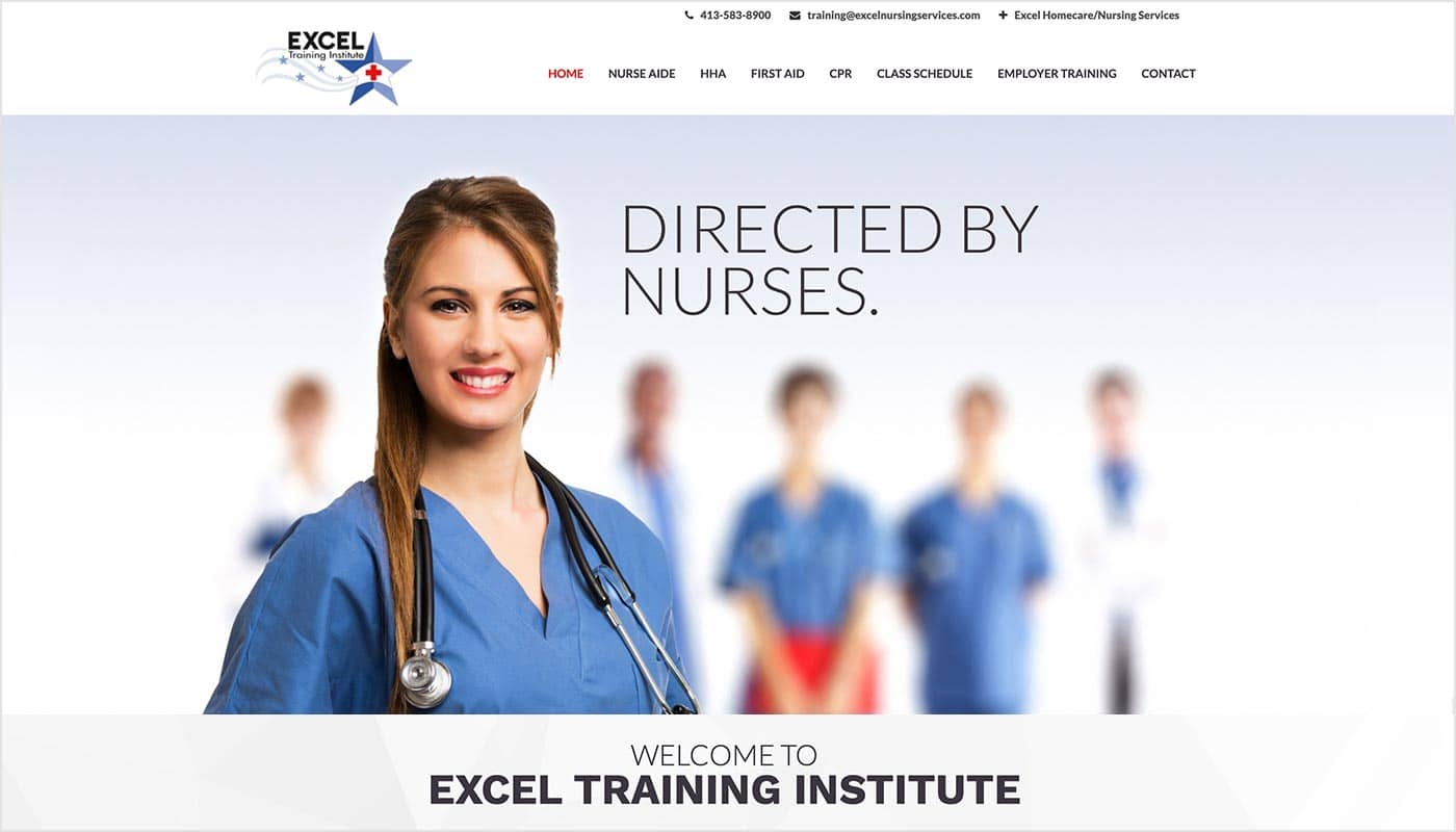 Excel Training Institute website, custom web design Western MA, website design CT, logo design MA, marketing agency Massachusetts, market agency Western MA