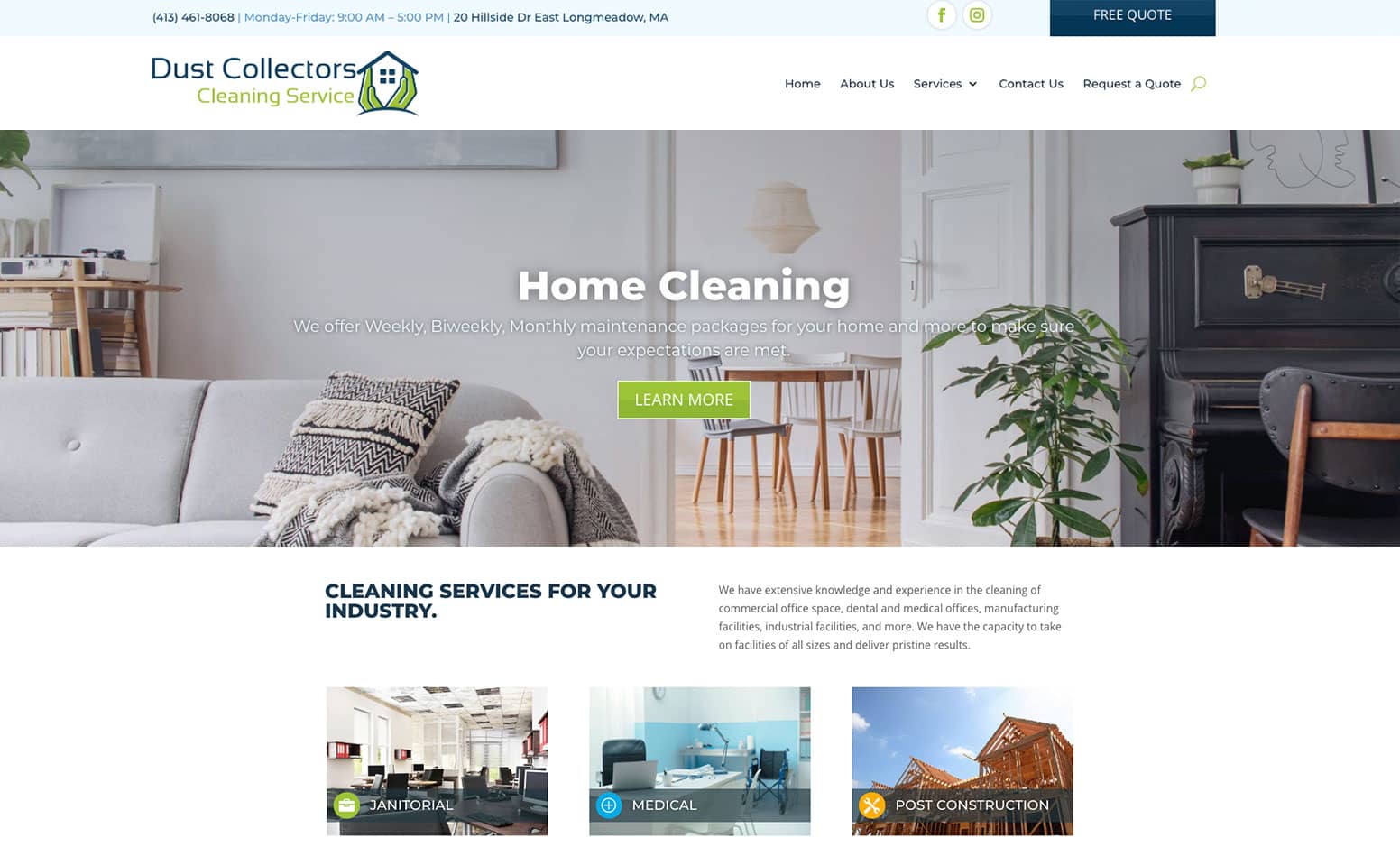 Dust Collectors Cleaning Service website, web design company MA, web design company Western MA, web design company CT, marketing agency CT