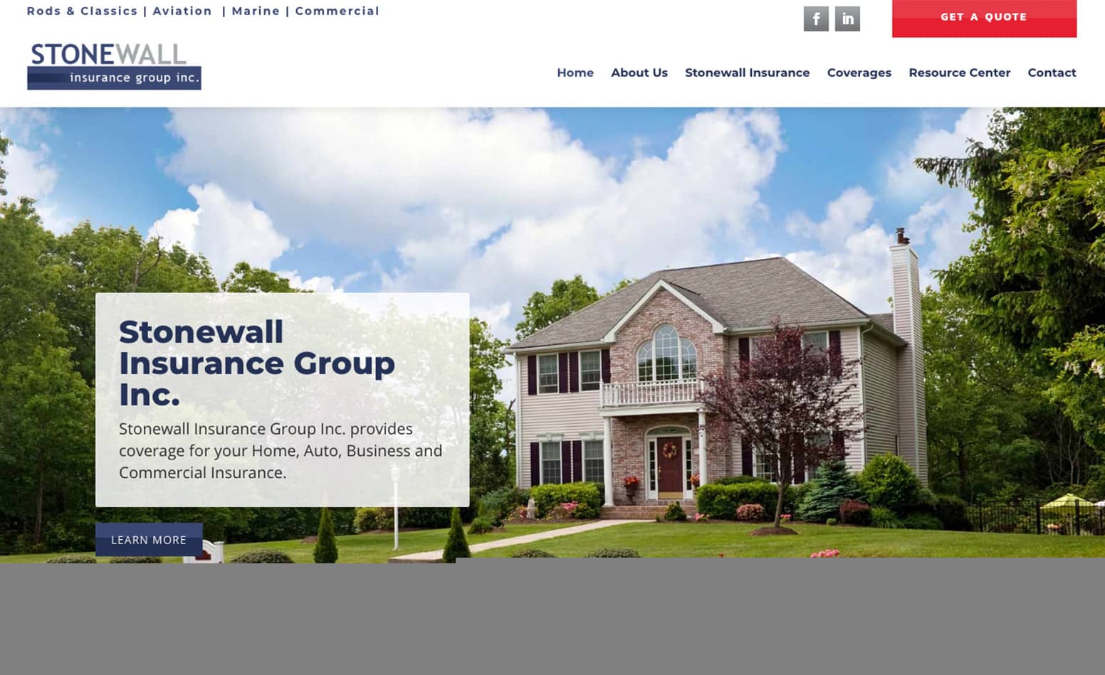 Stonewall Insurance Group website, digital marketing agency MA, advertising agency CT, Envision Marketing Group, graphic design MA