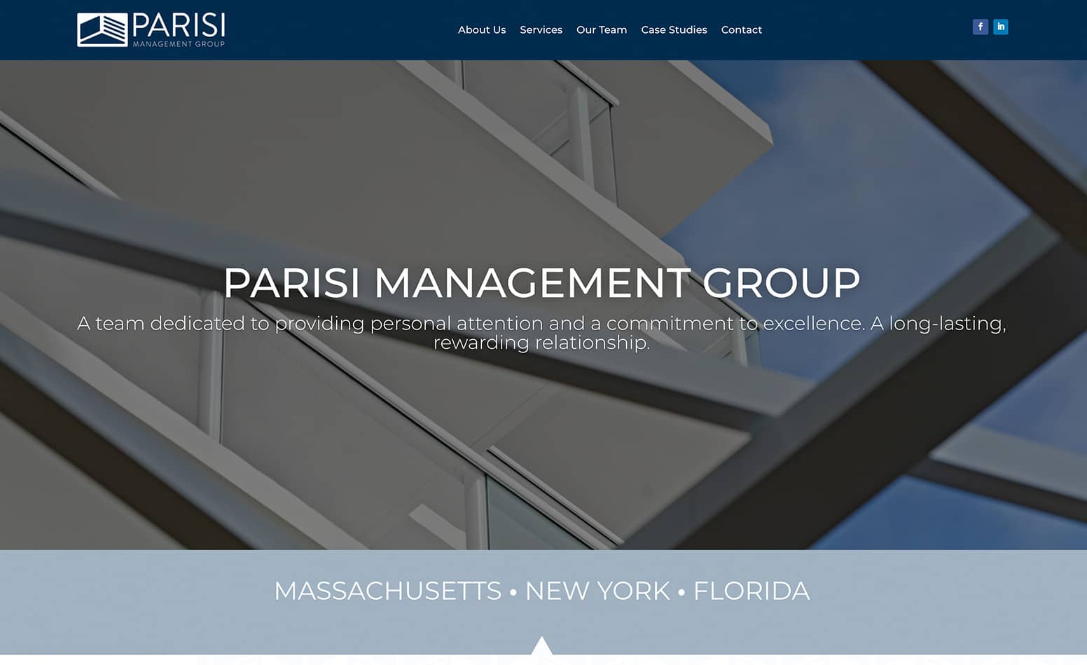 Parisi Management Group website, custom website design Western MA, website development Northern CT, marketing agency Massachusetts